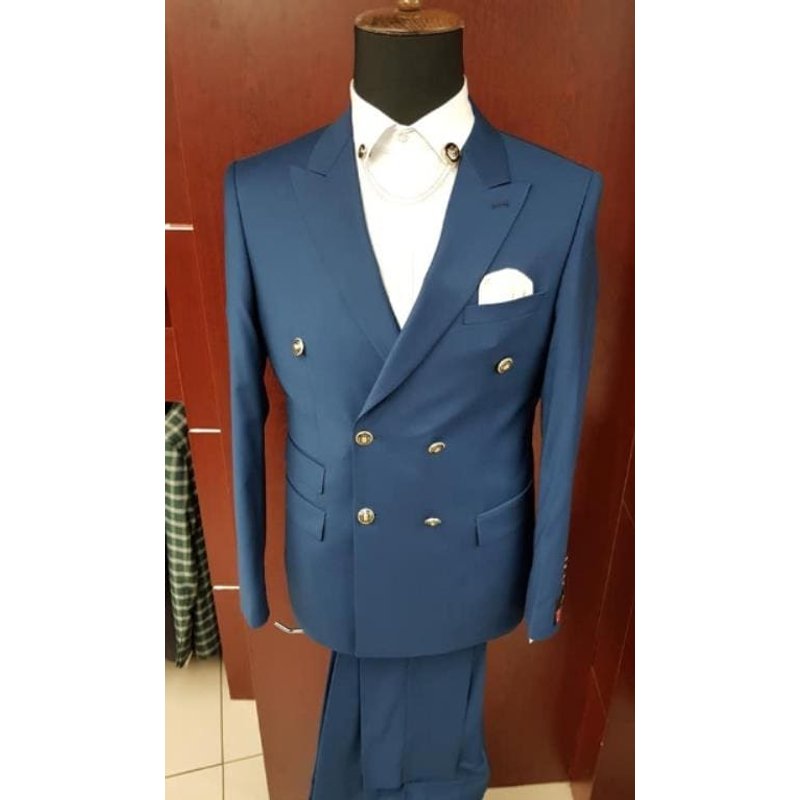 Slim Fitted Double Breasted Suit for Men - 100% Wool — Mens Suits & Blazers