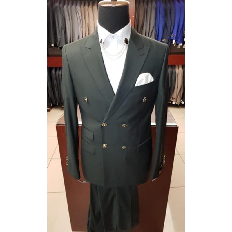 Slim Fitted Double Breasted Suit for Men - 100% Wool — Mens Suits & Blazers