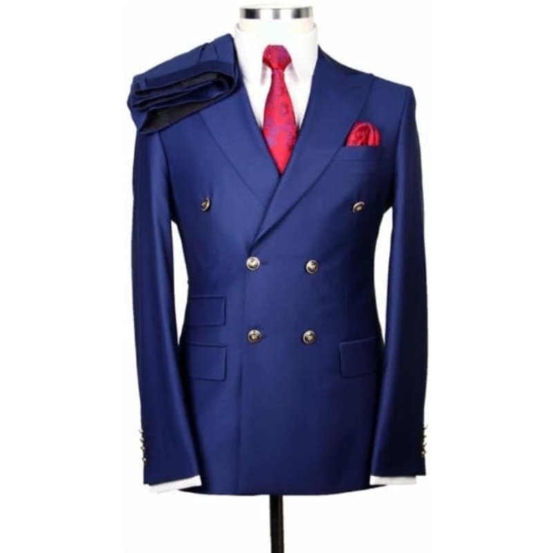 Alberto Nardoni Men's Double Breasted Blazer - Blue Sport Coat — Mens Suits & Blazers