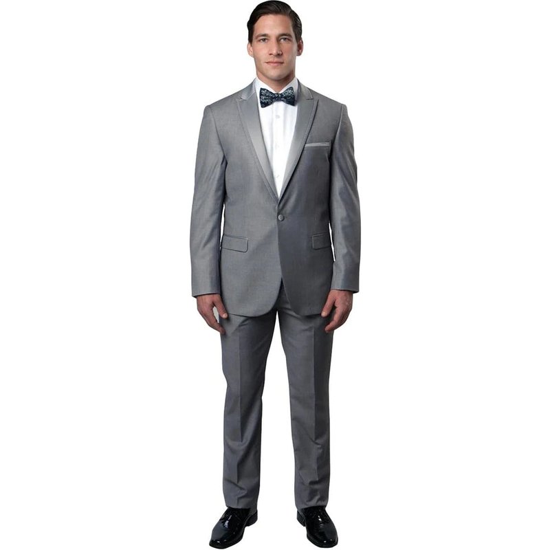 Tuxedo moderne en laine à col en pointe gris clair d'Alberto Nardoni Store — Costumes et vestons pour hommes