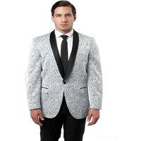 Men's Floral Paisley Silver Tuxedo — Mens Suits & Blazers