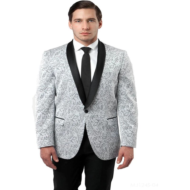 Tuxedo Argenté à Motif Floral Paisley pour Hommes — Costumes et vestons pour hommes