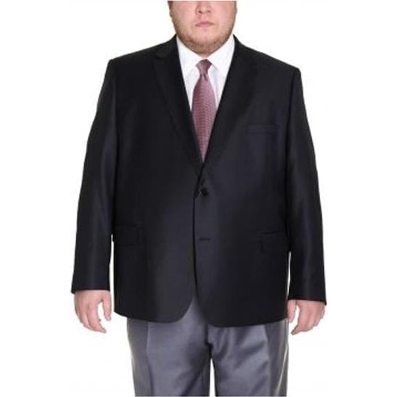 Costume noir pour homme, coupe portly avec pantalons plissés — Costumes et vestons pour hommes