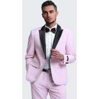 Mens Pink Tuxedo Slim Fit Peak Lapel 3 Piece Set — Mens Suits & Blazers