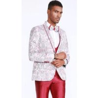 Mens Pink and Raspberry Tuxedo Floral Pattern Four Piece Set — Mens Suits & Blazers