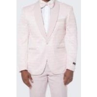 Men's Pink Tuxedo Four Piece Set with Textured Pattern