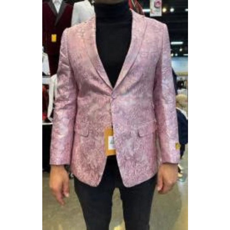 Tuxedo Rose pour bal - Veste de dîner dorée avec motif floral — Costumes et vestons pour hommes