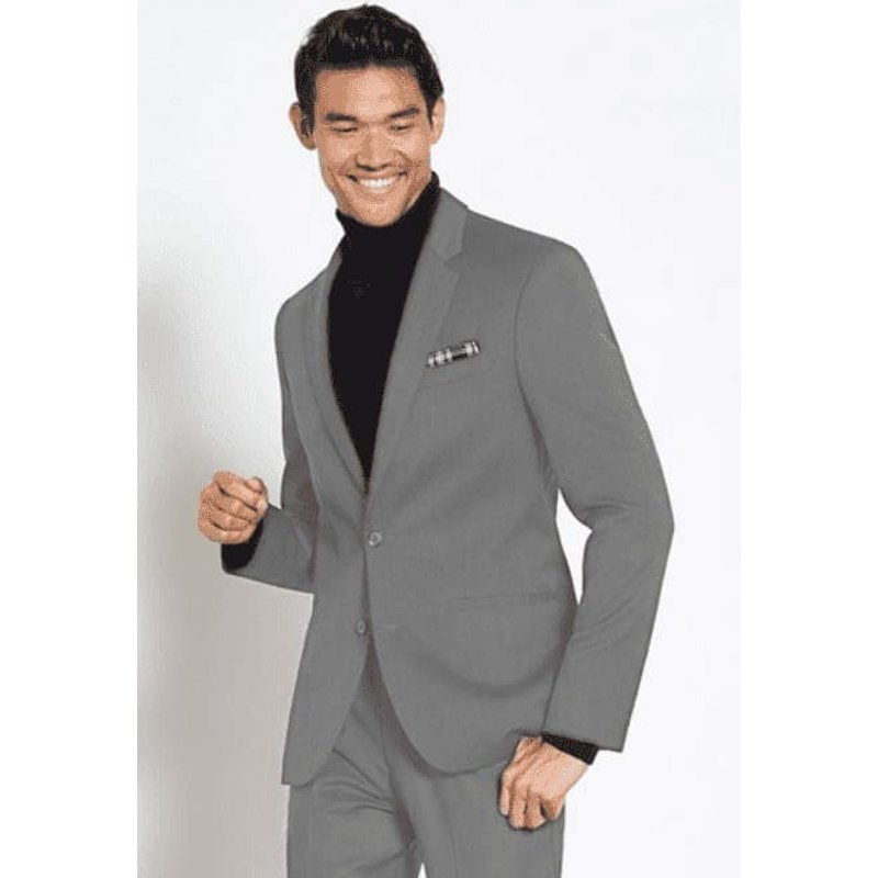 Gray Velvet Suit with Turtleneck Combo — Mens Suits & Blazers