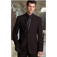 Mens Brown Wool Suit with Pick Stitch Lapel — Mens Suits & Blazers