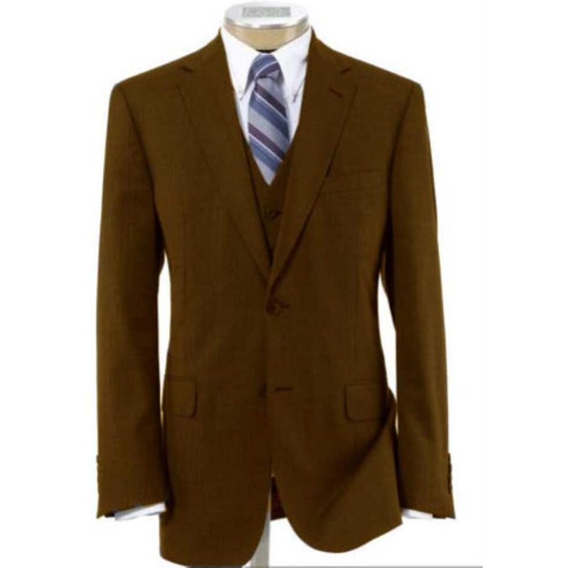 Mens Brown Wool Suit with Vested Design — Mens Suits & Blazers