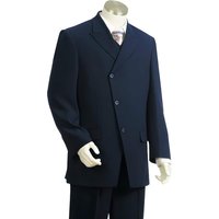 Mens Blue Wool Suit - Classic Stripe Pinstripe 3 Button Style — Mens Suits & Blazers