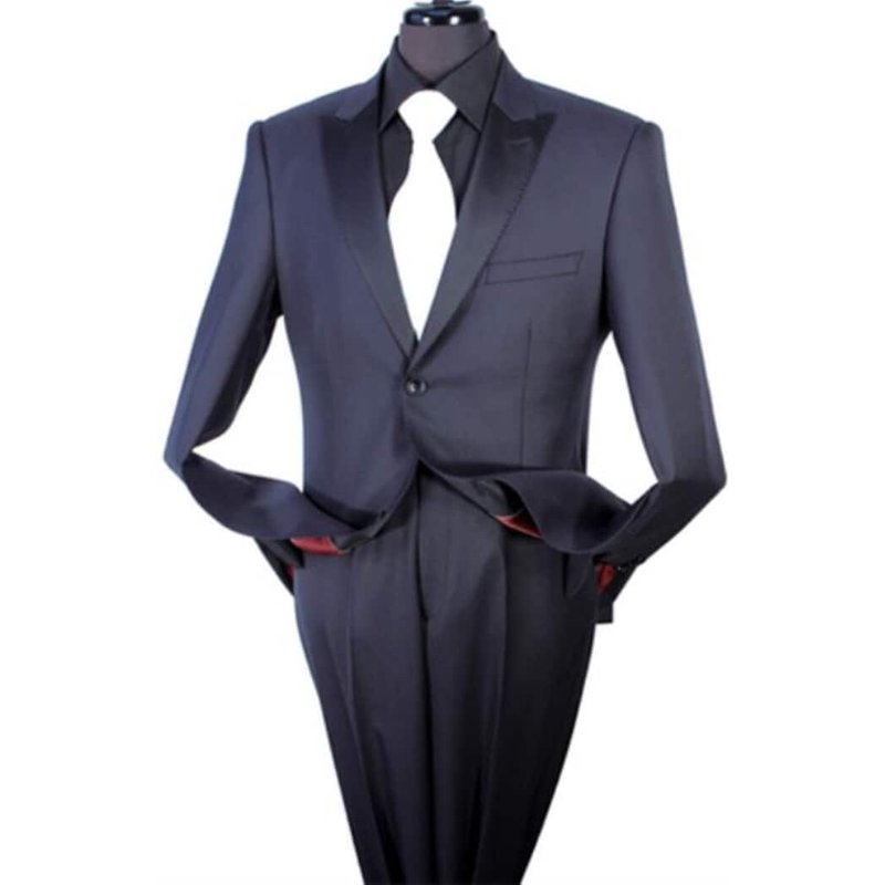 Mens Blue Wool Suit - Tailor Fit 2 Button Jacket — Mens Suits & Blazers