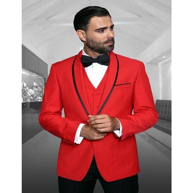 Alberto Nardoni Red Tuxedo Blazer and Pants Set — Mens Suits & Blazers