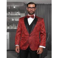Alberto Nardoni Blazer et Pantalon Tuxedo Rouge en Ensemble de 2 Pièces — Costumes et vestons pour hommes