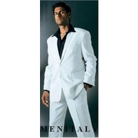 Alberto Nardoni Men's White Suit with Flat Front Pants and Black Shirt — Mens Suits & Blazers