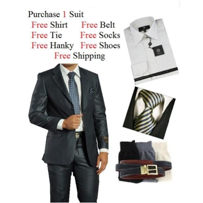 Alberto Nardoni Men's 2 Piece Dark Navy Suit with Dress Shirt — Mens Dress Shirts