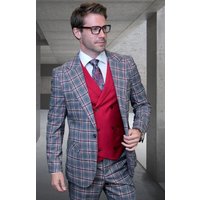 Homme 1 bouton moderne costumes à l'avant plat pantalons costume - Charbon