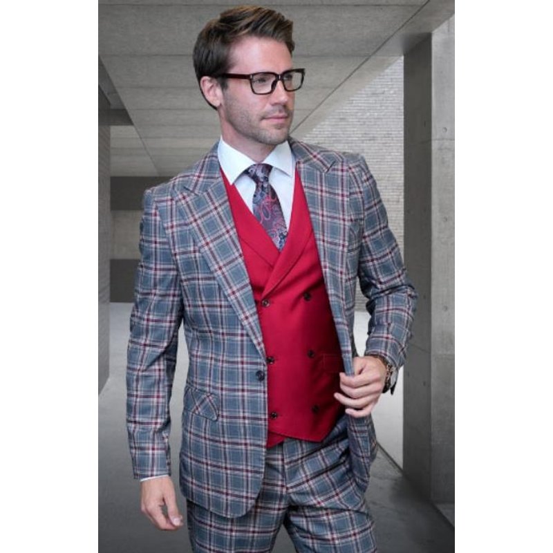 Mens 1 Button Modern Fit Charcoal Suit with Flat Front Pants — Mens Suits & Blazers
