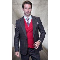 Homme 1 bouton moderne costumes à l'avant plat pantalons costume - Charbon