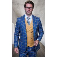 Homme 1 bouton moderne costumes à plat pantalons avant - Indigo — Costumes et vestons pour hommes