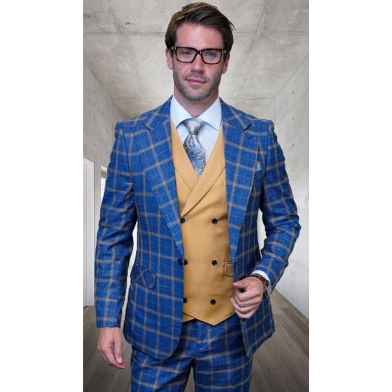Alberto Nardoni Men's 1 Button Modern Fit Suit - Indigo — Mens Suits & Blazers