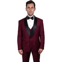 Costumes assortis père et fils - Tuxedo bourgogne avec revers en notch — Costumes et vestons pour hommes
