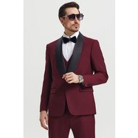 Father and Son Burgundy Tuxedo with Flap Pockets — Mens Suits & Blazers
