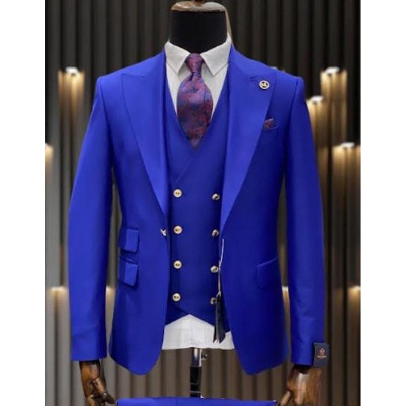 Veste d'affaires en laine pour hommes en bleu saphir — Costumes et vestons pour hommes