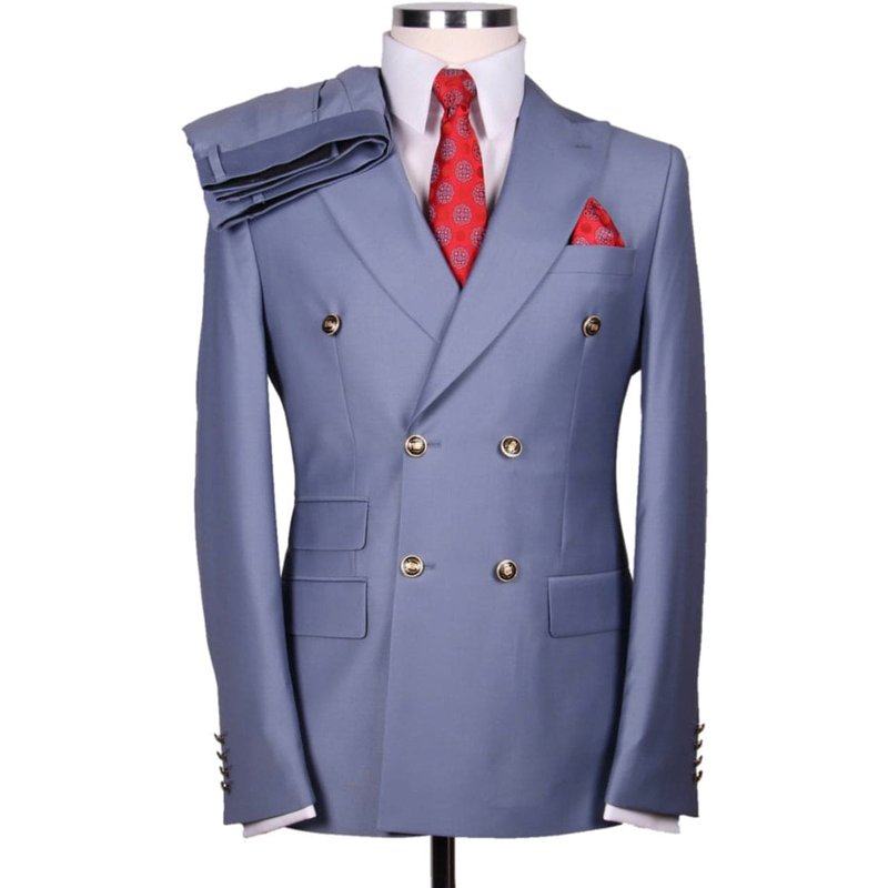 Mens Wool Business Suit in Sapphire Blue — Mens Suits & Blazers