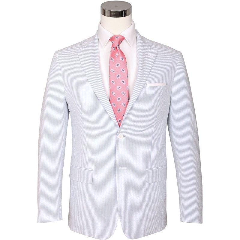 Alberto Nardoni Blue Ice Seersucker Blazer — Mens Suits & Blazers