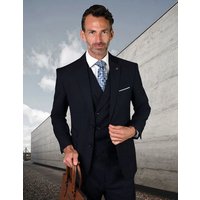 Costume Noir pour Homme avec Gilet Croisé et Poche Ticket