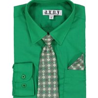 Boys Dress Shirt with Matching Tie in Emerald Green