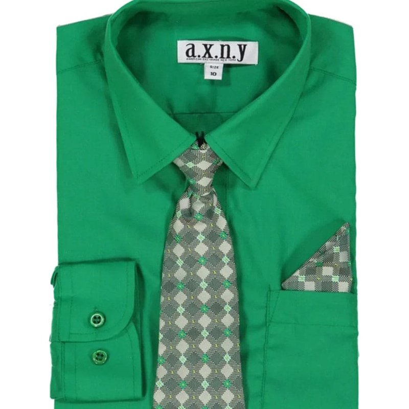 Chemise de Costume pour Garçon avec Cravate et Pochette en Émeraude — Chemises habillées pour hommes