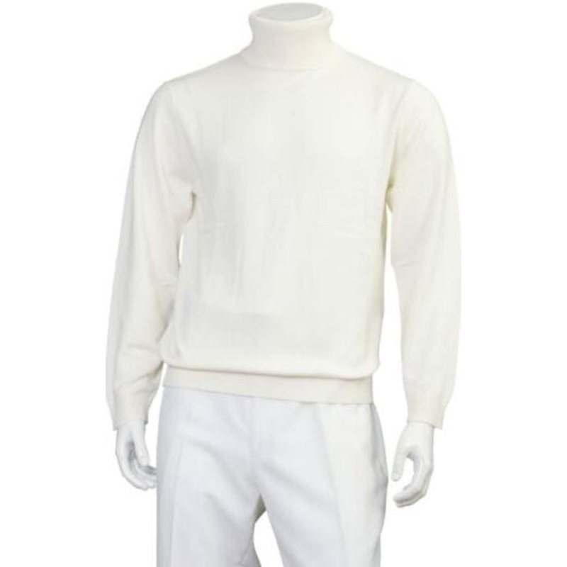 AlbertoNardoniStore Men's Solid Pattern White Sweater — Womens Sweaters
