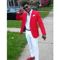 Blazer Rouge avec Poche Poitrine pour Hommes
