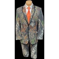 Tuxedo Camouflage Vert Armée - Deux Tons Simple Boutonné