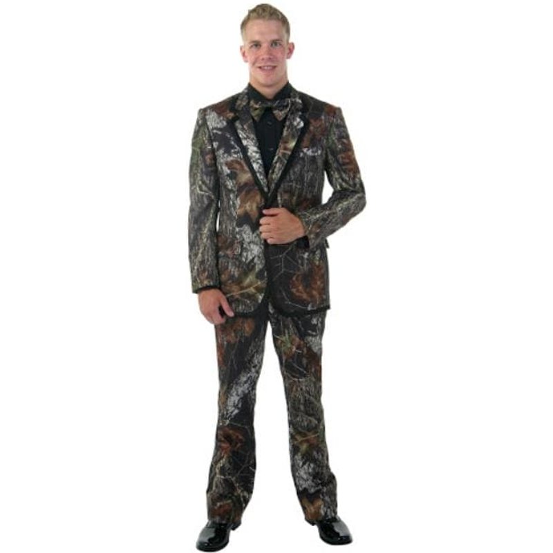 Army Green Tuxedo with Camouflage Pattern and One Chest Pocket — Mens Suits & Blazers
