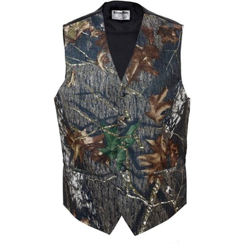 Army Green Tuxedo with Camouflage Pattern and Vested Design — Mens Suits & Blazers