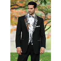 Army Green Camouflage Two Toned Vested Black Tuxedo — Mens Suits & Blazers