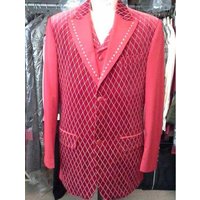 White and Red Tuxedo Suit with Peak Lapel — Mens Suits & Blazers