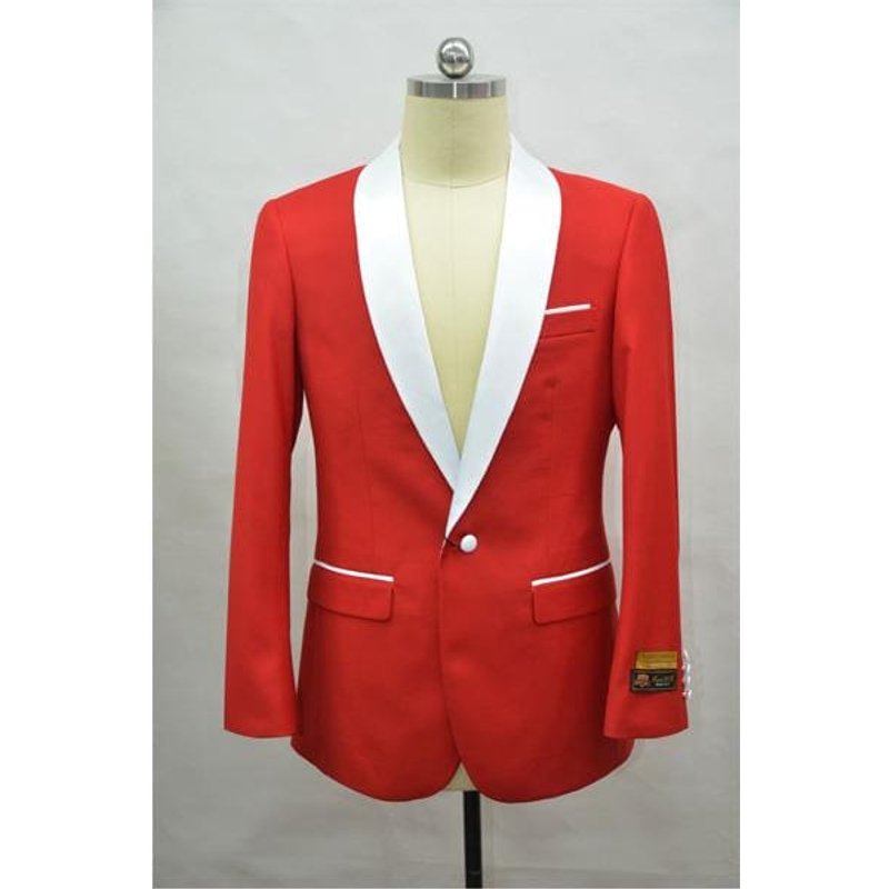 Blazer Tuxedo Rouge et Blanc pour Hommes — Costumes et vestons pour hommes