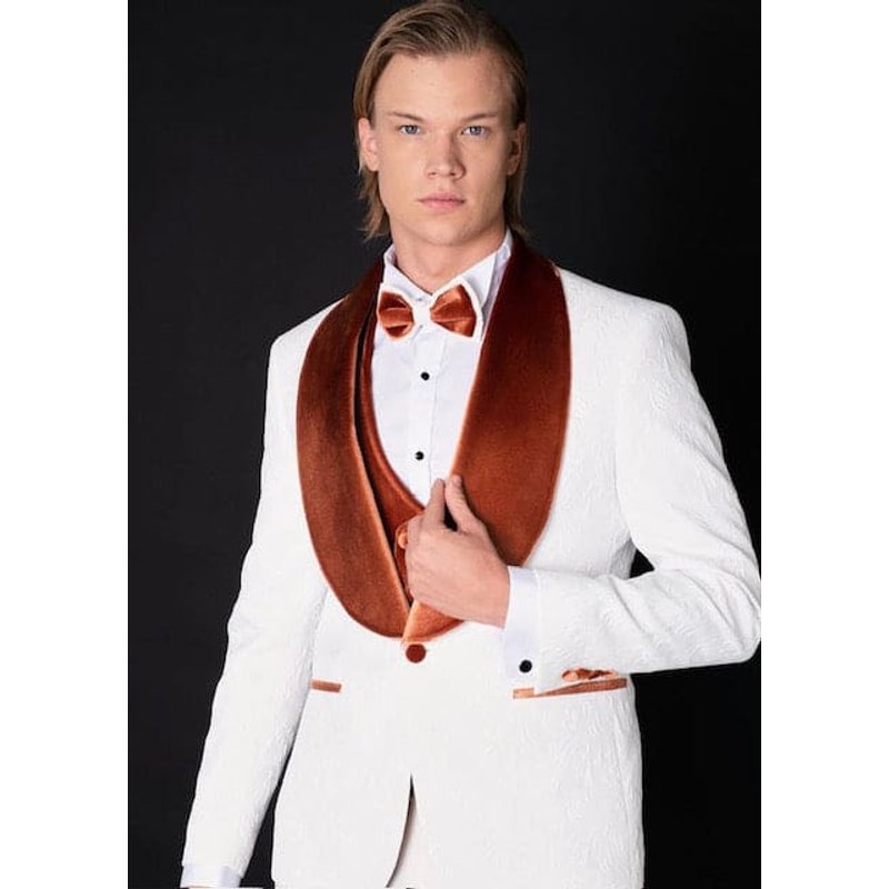 Tuxedo Blanc et Orange pour Prom et Mariages — Costumes et vestons pour hommes