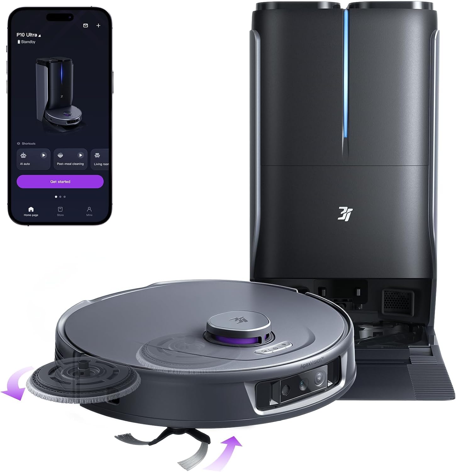 Combo aspirateur et moppe robot 3i P10 Ultra avec navigation LiDAR — Robot aspirateur