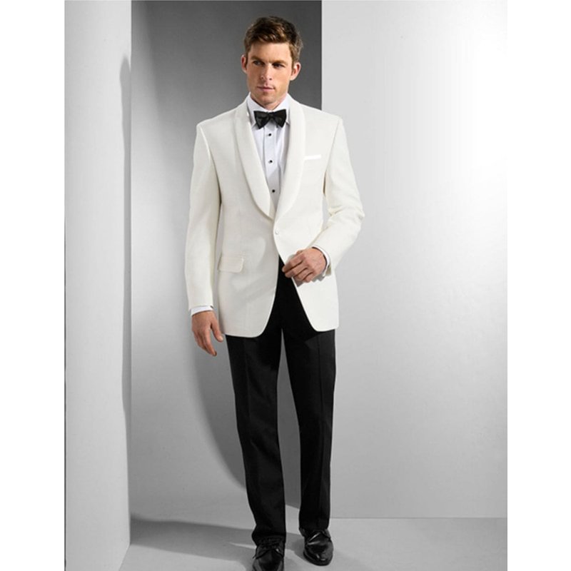Veste de polyester pour le dîner traditionnel châle chez les hommes en Ivoire — Blousons et vestes légères