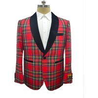Hommes Tartan Plaid Fête de Noël Festive Blazer en rouge