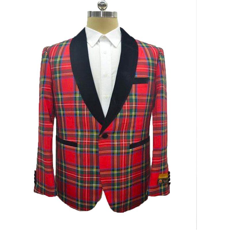 Men's Red Tartan Plaid Holiday Blazer — Mens Suits & Blazers