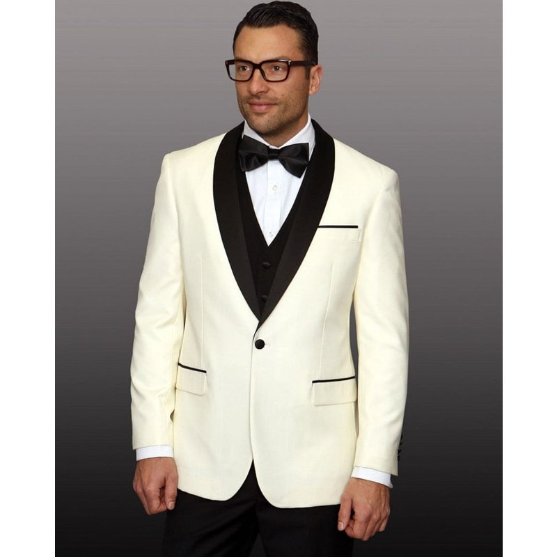 Alberto Nardoni Men's 1 Button Shawl Lapel Wool Dinner Jacket — Mens Suits & Blazers