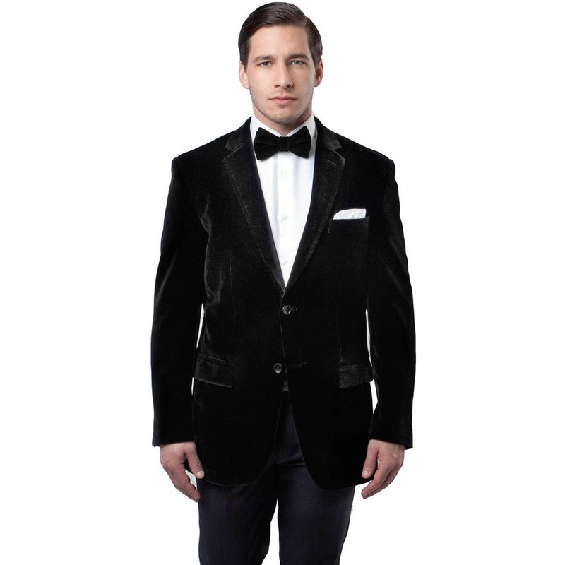 Blazer en Velours Noir à 2 Boutons pour Hommes Alberto Nardoni — Costumes et vestons pour hommes