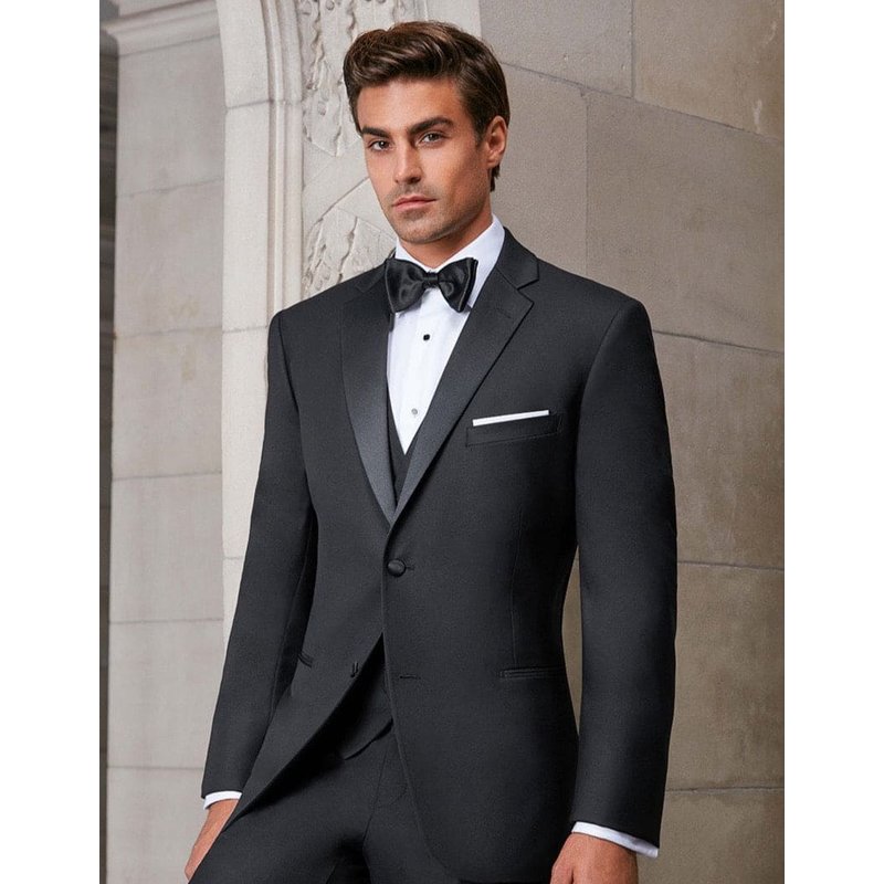 Alberto Nardoni Men's Classic Wool Tuxedo in Black — Mens Suits & Blazers