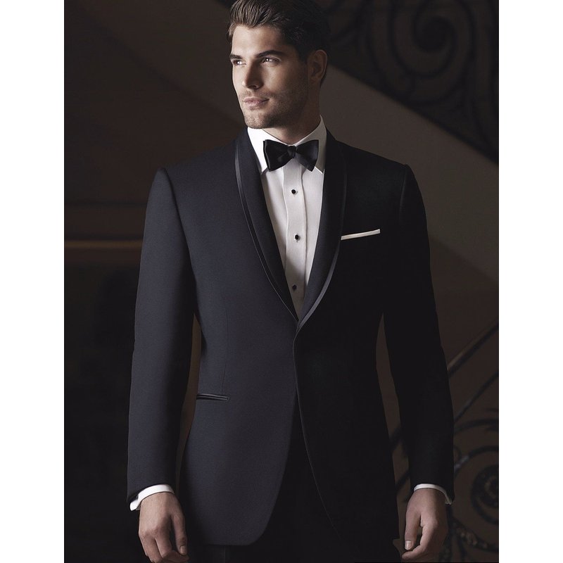 Alberto Nardoni Men's Satin Trim Shawl Waverly Tuxedo - Black — Mens Suits & Blazers